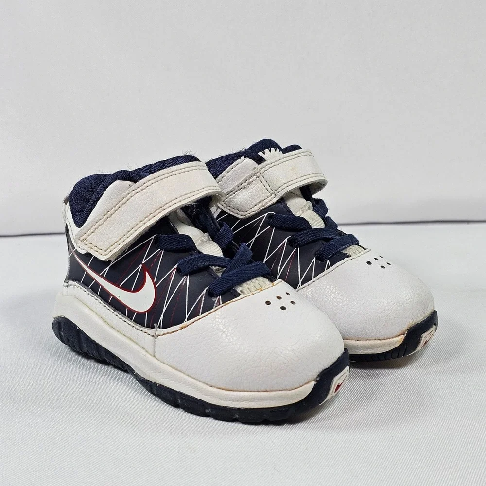 Nike LeBron 7 Kids Sneakers White Navy Blue Hook and Loop Toddler Size 5c‎ 2010